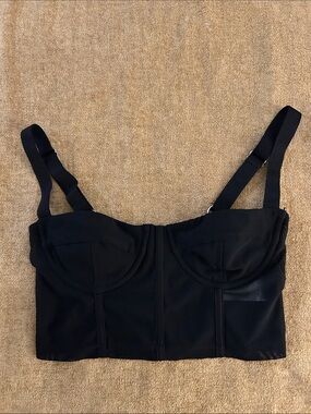 Edikted Black Crop Bustier Top